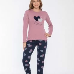 Merkloos Sophia Mila Dames Luxe Pyjama | 2-delige Set | Lange Mouwen | Pyjama Dames Volwassenen | Pyjama Dames | Maat L