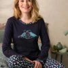 Pastunette Dames Pyjama ''Birds'' -Biologisch Katoen - 40 - Blauw