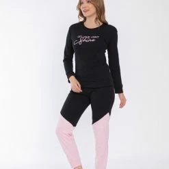 Merkloos Sophia Mila Dames Luxe Pyjama | 2-delige Set | Lange Mouwen | Pyama Dames Volwassenen | Lange Mouw | Blouse | Katoen | Pyjama Dames | Maat M