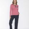 Merkloos Sophia Mila Dames Luxe Pyjama | 2-delige Set | Lange Mouwen | Pyama Dames Volwassenen | Lange Mouw | Blouse | Katoen | Pyjama Dames | Maat M