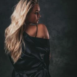 Merkloos Kimono Deep Black Van Heerlijk Satijn - Dames Badjas - Lang Met Kant - Kleur Zwart - Luxe Cadeau Vrouw -Pyjama-S-Dames Winkel 550x825 49