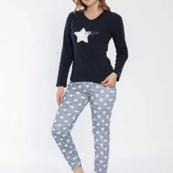 Merkloos Sophia Mila Dames Luxe Pyjama | 2-delige Set | Lange Mouwen | Pyama Dames Volwassenen | Lange Mouw | Blouse | Katoen | Pyjama Dames | Maat L -Pyjama-S-Dames Winkel 550x825 95