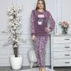 Merkloos Sophia Mila Dames Luxe Pyjama | 2-delige Set | Lange Mouwen | Pyjama Dames Volwassenen | Pyjama Dames | Maat S